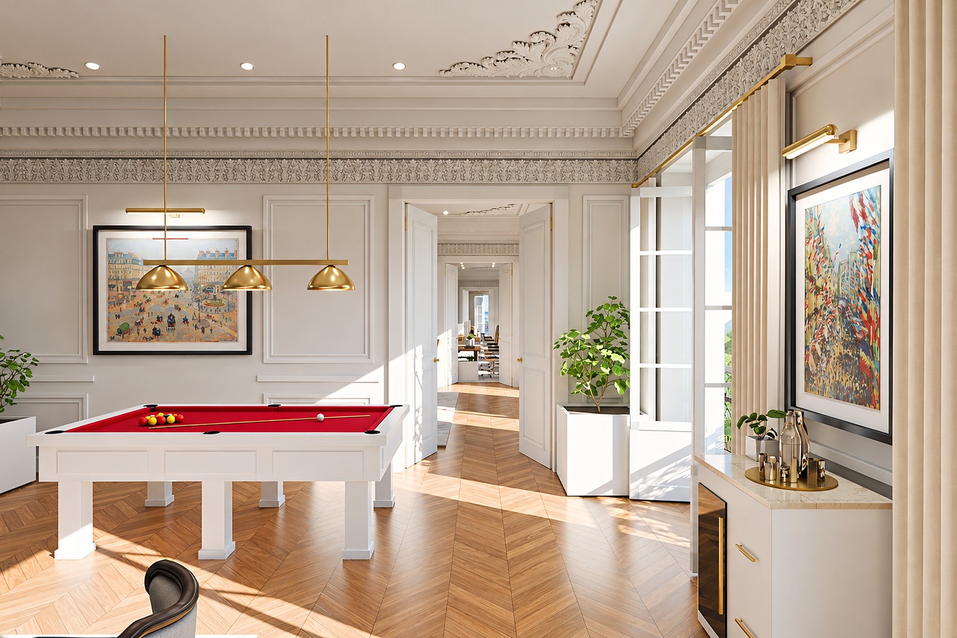 L'enfilade, de l'accueil vers le plateau.