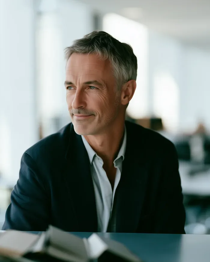 Image générée par intelligence artificielle : Nestor de trois quarts.
