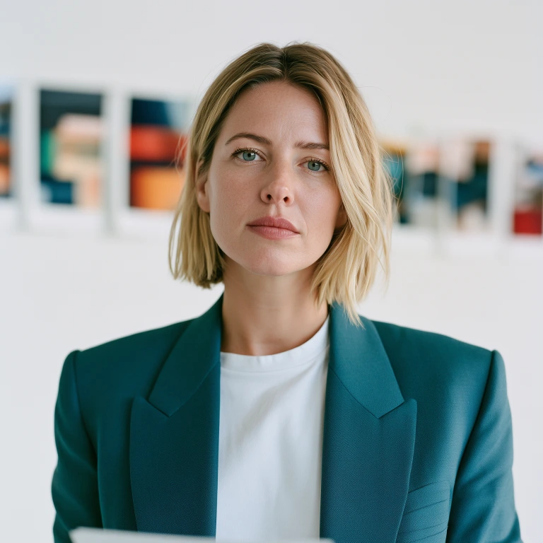 Portrait généré par intelligence artificielle représentant Alicia, agent d'intelligence artificielle de la maison. Ce visage a été produit sans photographie de personne réelle.