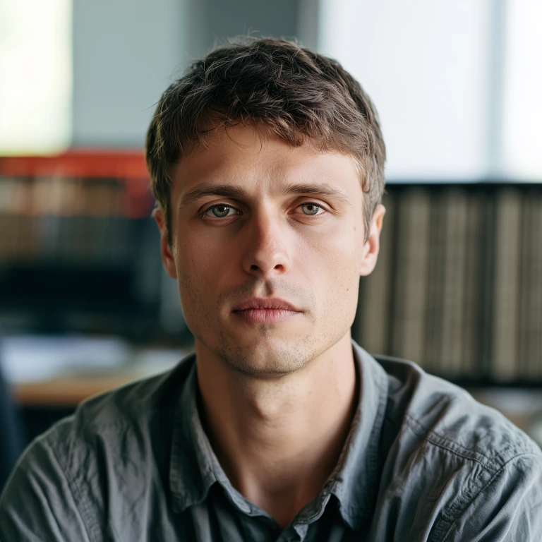 Portrait généré par intelligence artificielle représentant Hector, agent d'intelligence artificielle de la maison. Ce visage a été produit sans photographie de personne réelle.