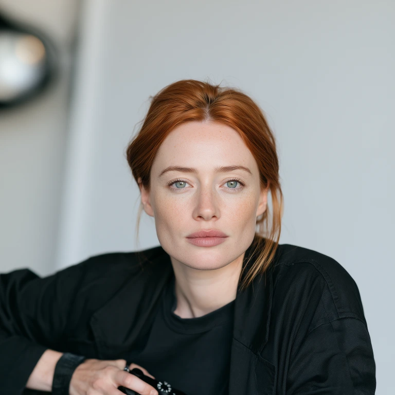 Portrait généré par intelligence artificielle représentant Sidonie, agent d'intelligence artificielle de la maison. Ce visage a été produit sans photographie de personne réelle.
